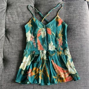 NWOT - Patrons of Peace Teal Strappy Summer Top…